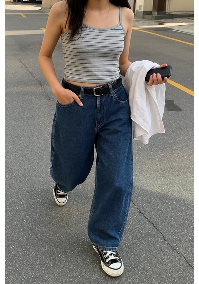 Ltb İnce Askılı Çizgili Crop Gri Atlet Gri Standart