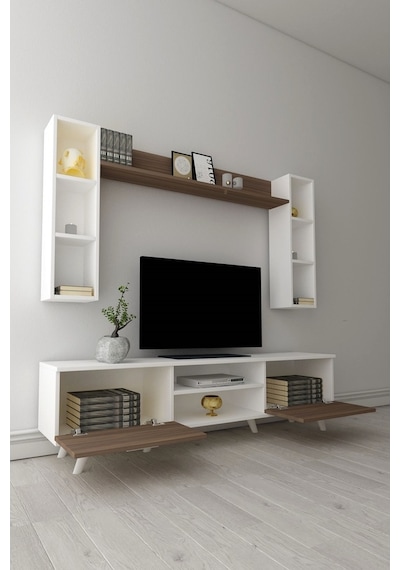 Moonlife Istanbul Tv Ünitesi Dolaplı 1 Beyaz Ceviz