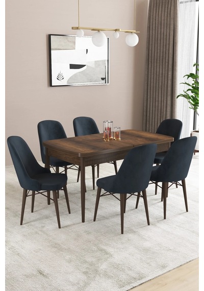Familieconcept Almira Serisi, Barok Ahşap Desen 80x132 Açılabilir Mdf Mutfak Masası Takımı 6 Adet Sandalye Antrasit Familieconcept Almira Serisi, Barok Ahşap Desen 80x132 Açılabilir Mdf Mutfak Masası Takımı 6 Adet Sandalye Antrasit