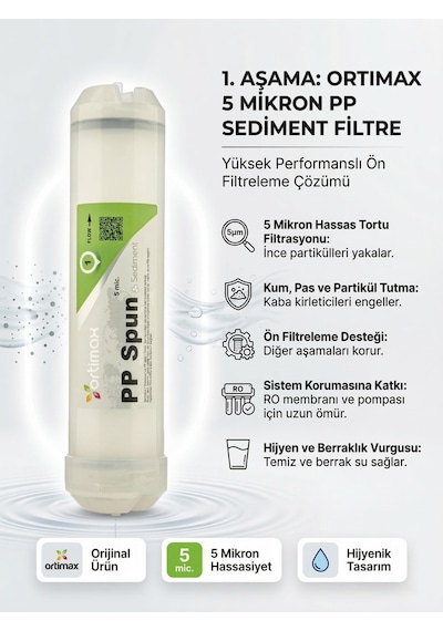 5'li Su Arıtma Filtre Seti Pp Sediment, Gac, Cto Karbon, Membran Ve Post Karbon