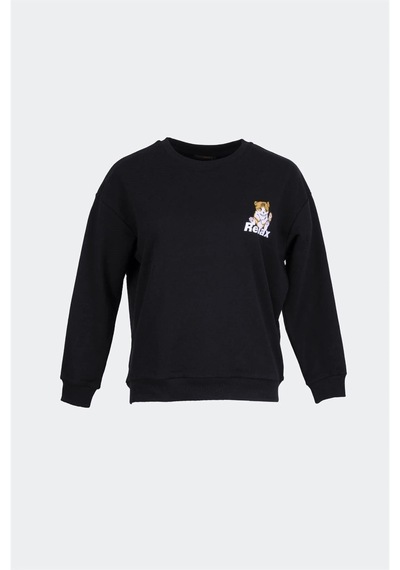 Fashion Frends Baskılı Siyah Kadın Sweatshırt 22k0574k1