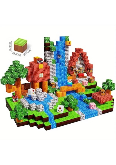 100 Parça Manyetik Bloklar Yapı Blokları Hayvan Evi Temalı Yapı Taşı 2.0 Cm