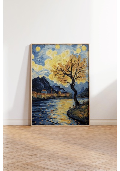 Zestia Ahşap Çerçeveli Tablo, Van Gogh Yıldızlı Gece Köprü Yorumu