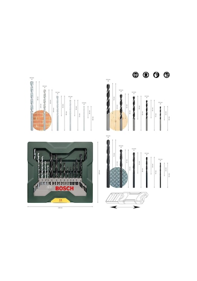 Ayrex Home And Garden X/line Mini 15 Parça Matkap Ucu Seti, Yeşil