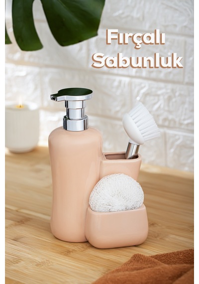 Porsima 277744 Sıvı Sabunluk Fırçalı Süngerlikli Sabunluk Pudra