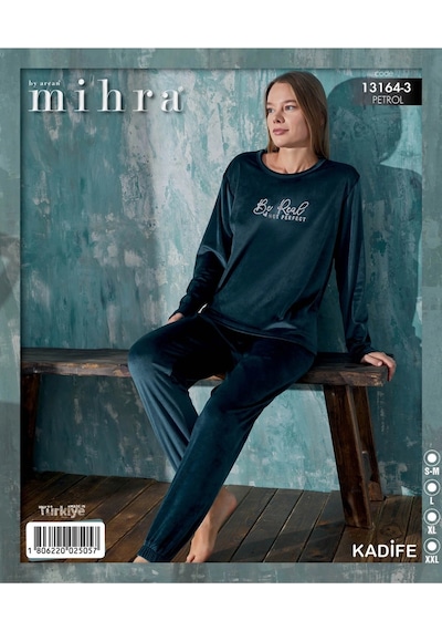 Mihra 13164-3 Kadife Be Real Pijama Takımı Yeşil