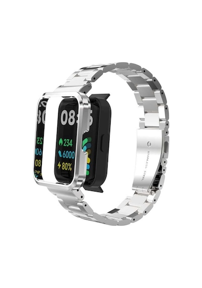 Xiaomi Redmi Watch 2 Lite Uyumlu Krd-60 Metal Zore Kordon-gümüş-siyah