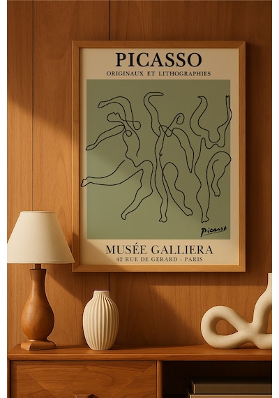 Pablo Picasso Doğal Ahşap Çerçeveli Poster, Dekoratif Sanatsal Duvar Tablosu