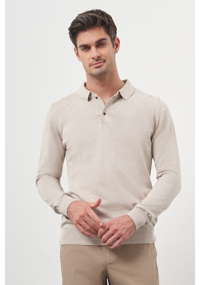 Morven Erkek Bej Basic Polo Yaka Dynamic Fit Rahat Kesim Triko 26kc017003653 Bej