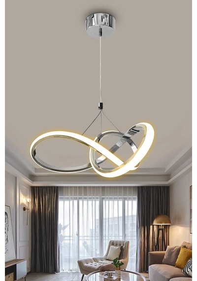 3 Renk Krom Modern Sarkıt Led Avize 3 Mod Krom