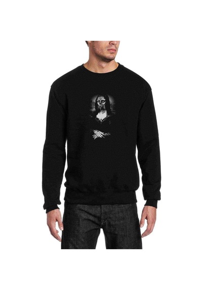 Monalısa Skull Baskılı Siyah Erkek Örme Sweatshirt