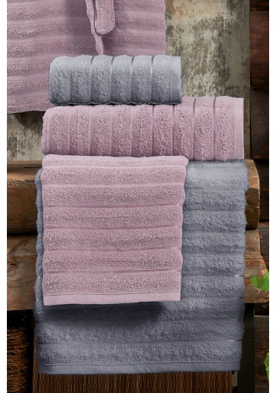 Elart Soft Bornoz Aile Seti 6 Parça 70x135 Cm Gülkurusu-gri Gülkurusu