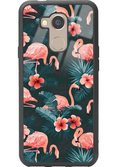 General Mobile Gm 8 Flamingo Leaf Tasarımlı Glossy Telefon Kılıfı Çok Renkli