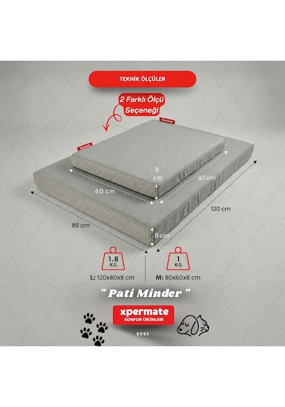 Xpermate Büyük Irk Köpek Yatağı Fermuarlı Yıkanabilir Su İtici Evcil Hayvan Yatağı Pati Minder 60 x 80 CM