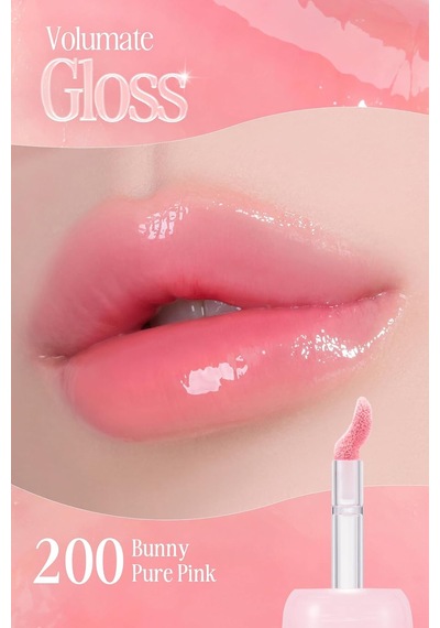 Pigmentli, Parlak Bitişli Dolgunlaştırıcı Lip Gloss Volumate Gloss 200 Bunny Pure Pink Çok Renkli