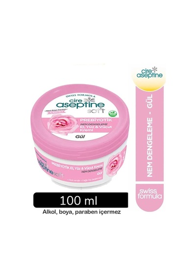 Cire Aseptine Soft Gül Özlü Nem Dengeleyici , Besleyici Prebiyotikli Krem 100 Ml Aloe Vera