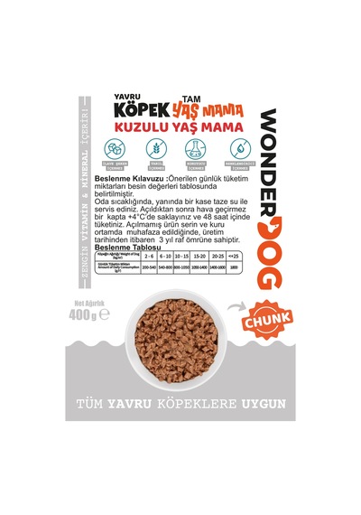 Wonderdog Kuzulu Yavru Köpek Konservesi 400gr X 12 Adet