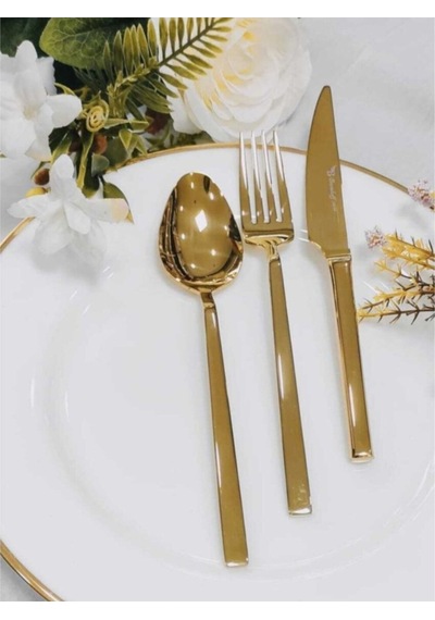 84 Parça12 Kişilik Stayle Titanyum Gold Çatal  Kaşık Bıçak Seti
