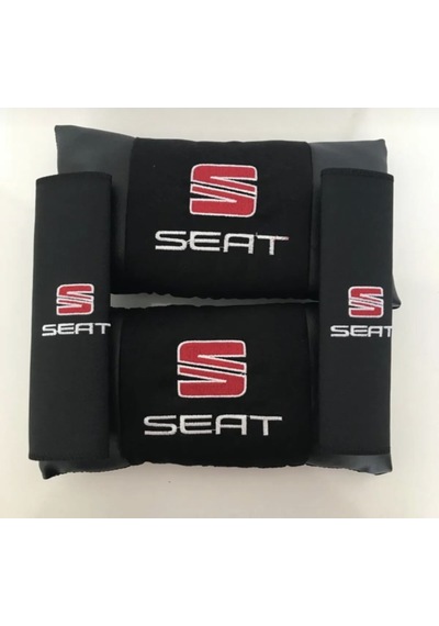 Seat Nakışlı Deri 1 Çift Boyun Yastık Ve 1 Çift Kemer Pedi