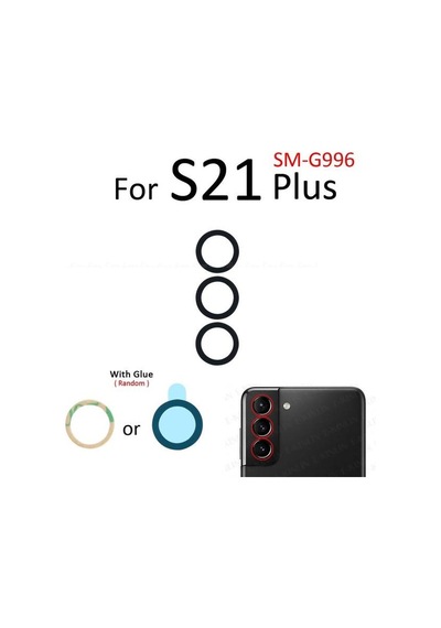 Tkgz Samsung Uyumlu Galaxy S21 Plus Arka Kamera Camı Lens Yapışkanlı