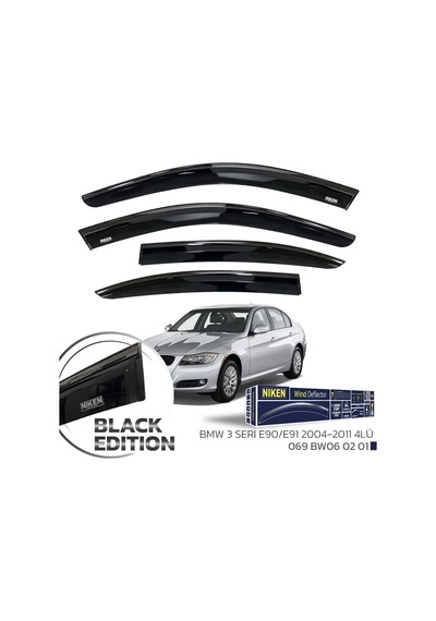 Niken Bmw 3 Serisi E90 Cam Rüzgarlığı Siyah Kromlu 4'lü 2005-2012 Arası Uyumlu