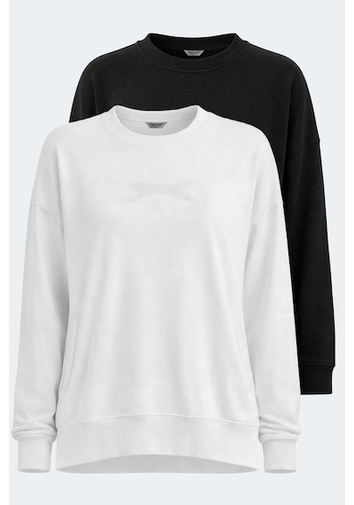 Slazenger Vıkentı Sw 2 Li Set Kadın Sweatshırt Beyaz - Siyah