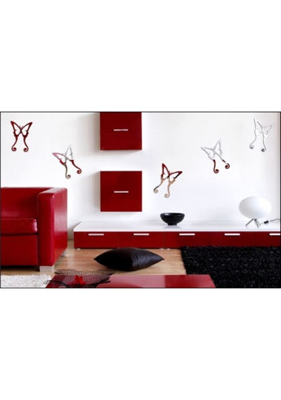 M3 Decorium Kuyruklu Kelebekler Dekoratif Ayna Gümüş