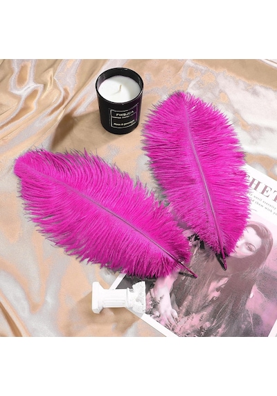Kuzey Oyuncak 3 Adet Büyük Boy 35 Cm Koyu Pembe Deve Kuşu Tüyü Vıp Dark Pınk Ostrıch Feather Dekor Pembe Kuş Tüyü 5+
