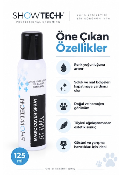 Showtech Jet Black Siyah Kedi Köpek Leke Kapatıcı Sprey 125ml
