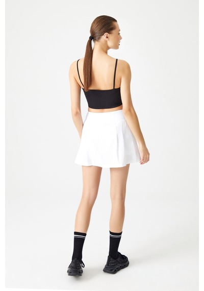 Los Ojos Beyaz 2 Katmanlı Tenis Eteği - Şort Etek - Spor Etek Tennis Skirt Beyaz