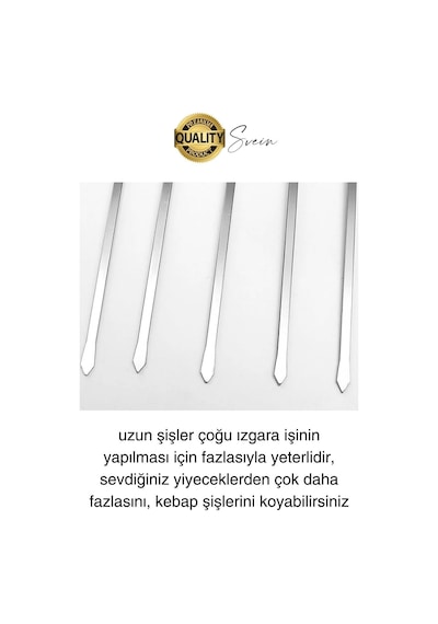 3 Adet 40 Cm Premium Paslanmaz Çelik Saplı Izgara Şişleri Et Tavuk Barbekü Kebap Mangal Adana Urfa