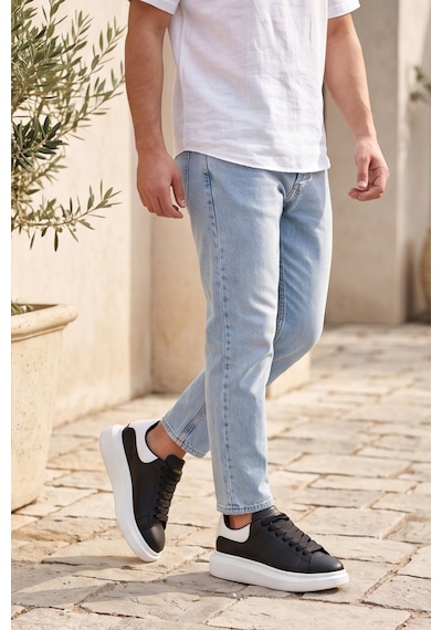 Liaquenn - Rahat Ve Hafif Yüksek Tabanlı Yürüyüş Günlük Spor Giy Çık Unisex Siyah-beyaz Sneaker ... Siyah Beyaz