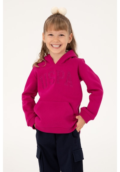 U.S. Polo Assn. Kız Çocuk Fuşya Kapüşonlu Basic Sweatshirt 50296388-VR023