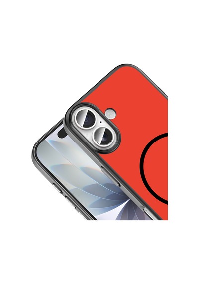 Apple iPhone Uyumlu 17 Kılıf M-safe Şarj Özellikli Zore Lora Pc Kapak - Kırmızı-gri