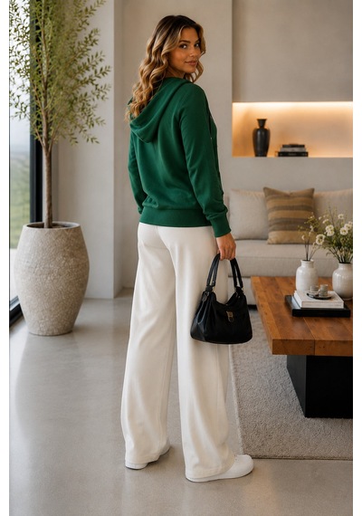 Unika Boutique Kadın Kapüşonlu Çilek Hırka Zümrüt