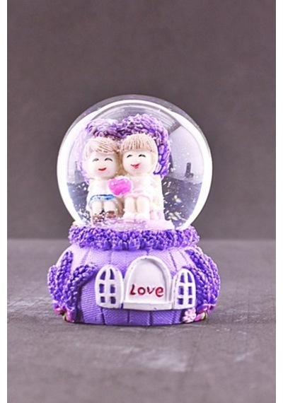 Sevgiliye Aşkımsın Temalı Mini Boy Lila Kar Küresi 6,5 Cm Boy (548382461)