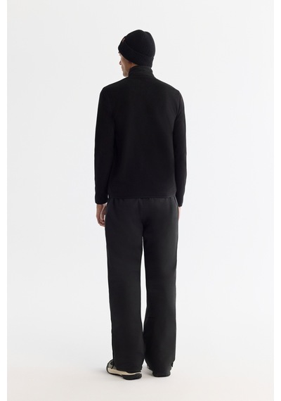 Avva Erkek Siyah Soğuğa Dayanıklı Fermuarlı Dik Yaka Polar Regular Fit Sweatshirt A42y1380