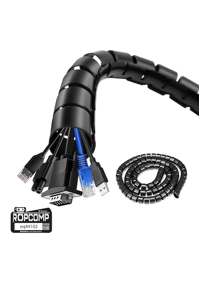 Ropcomp Spiral Kablo Kanalı Kablo Düzenleyici Toplayıcı Tutucu 1.5m 28mm Siyah