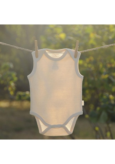 Naturaborn Naturaborn Gots Organik Sertifikalı Bebek Kolsuz Body Ekru