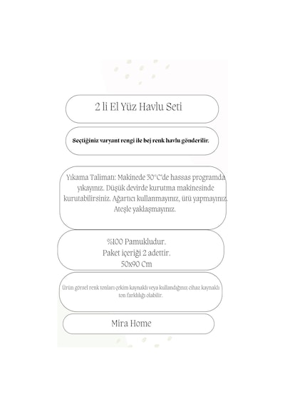 2 Li Lüks El Yüz Havlu Seti 50x90 Cm %100 Pamuklu Gramajlı Bejra Gri