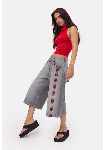 it's basic Kadın Füme 4s6-13 Süper Baggy Nakışlı Özel Tasarım Jort