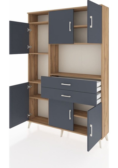 Arges Dolap 8 Raflı 2 Çekmeceli 6 Kapaklı 132x30x195 Çam-antrasit/antrasit Antrasıt/antrasıt Arges Dolap 8 Raflı 2 Çekmeceli 6 Kapaklı 132x30x195 Çam-antrasit/antrasit Antrasıt/antrasıt