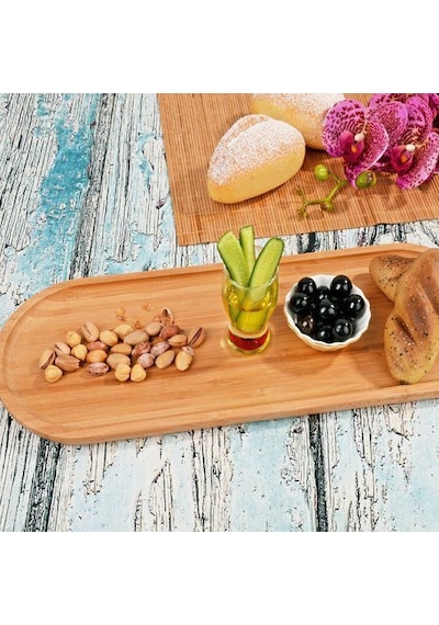 Bambu Oval Servis Tepsisi Sunum Tepsisi Bambu
