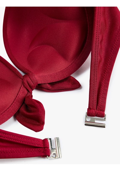 Koton Kalp Yaka Fiyonklu Push-up Bikini Üstü Bordo 6sak10019mm
