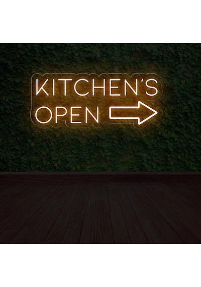 Kıtchen's Open Yazılı Ve Şekilli Neon Tabela Turuncu