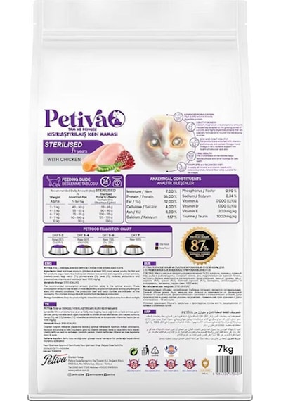 Kısırlaştırılmış Yetişkin Kediler İçin Tavuk Etli Kuru Kedi Maması 7 Kg, Tavuk