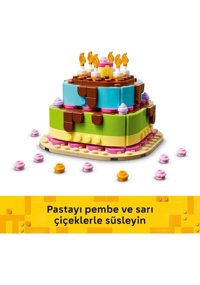 LEGO® Doğum Günü Pastası 40815 – 7 Yaş ve Üzeri Çocuklar için Mum İçeren Dekoratif Oyuncak Yapım Seti (219 Parça)