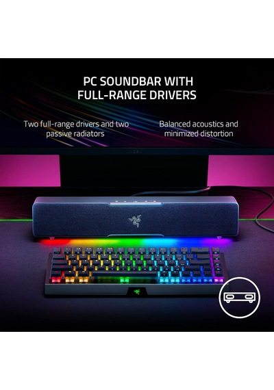 Leviathan V2 X - Pc Oyun Soundbar'ı Tam Aralıklı Sürücüler, Kompakt Masaüstü Form Faktörü, Usb Tip C Güç Ve Ses Dağıtımı, Bluetooth 5.0 Siyah