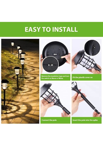 Güneş Enerjili 6'lı Bahçe Aydınlatma,solar Led Yol Işığı-su Geçirmez Dekoratif Çim,yürüyüş Yolu Işık 6 Adetli Set
