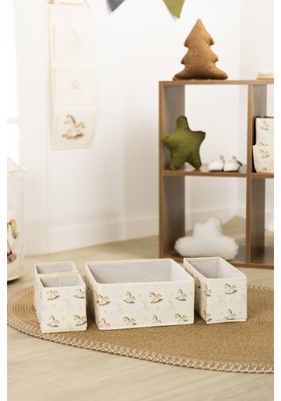 Tidy Kids Atlı Karınca Desenli Poplin 4'lü Çekmece İçi Organizer 6020 Natural